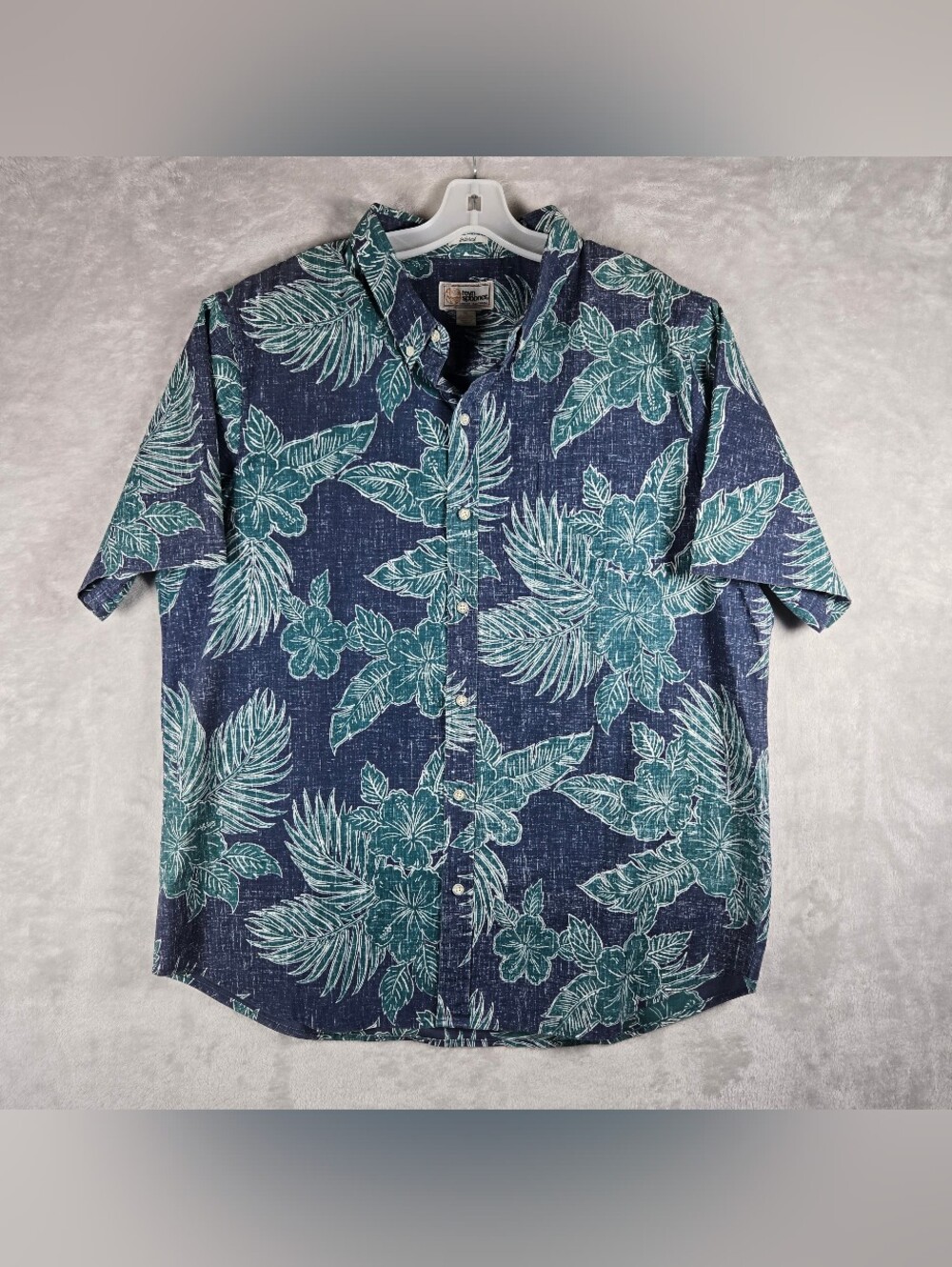 Reyn Spooner Hibiscus Button Down Mens Size XL Extra Large Tailored Fit Blue